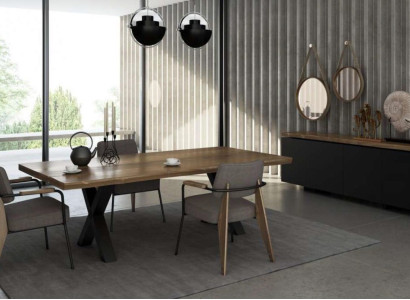 Dining room furniture set Dining table Chairs Sideboard natural walnut - matt anthracite